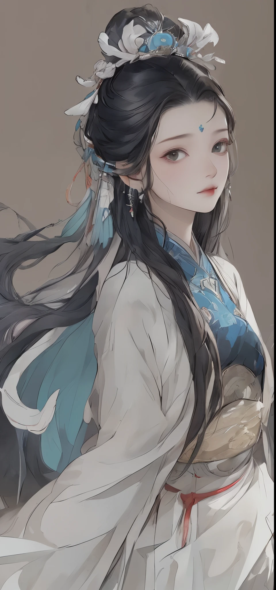 a girl, Chinese clothing, (((face close-up))), Sunlight, ((Clear face)), clean white background, masterpiece, Super details, epic work, ultra high definition, high quality, Very detailed, official art, 8k wallpaper, Super details, 32k