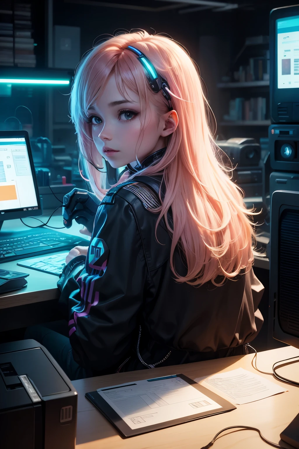 HP printer technology sense cyberpunk light hair