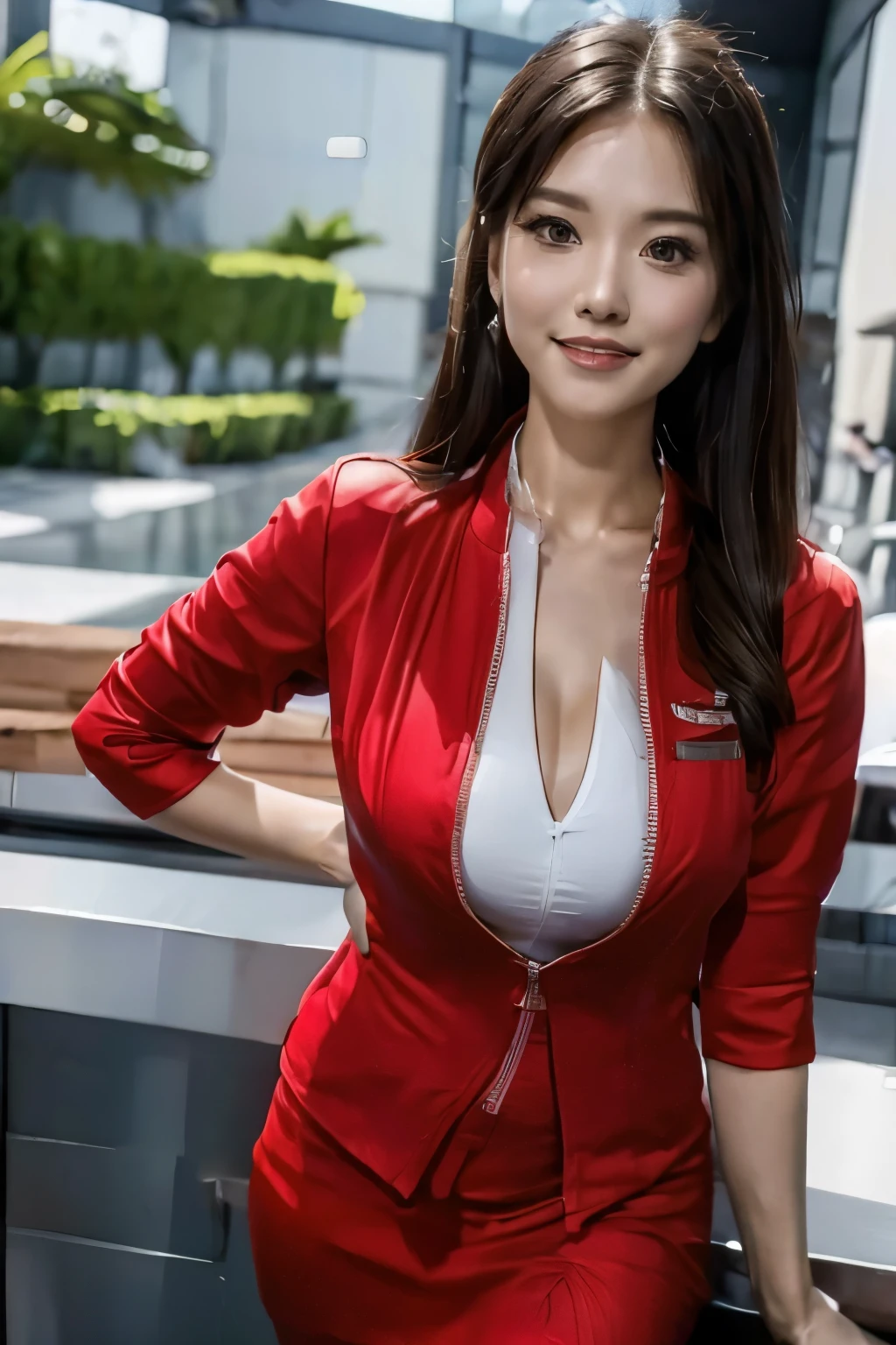 Red tight skirt、AirAsia uniform skirt、Red fabric