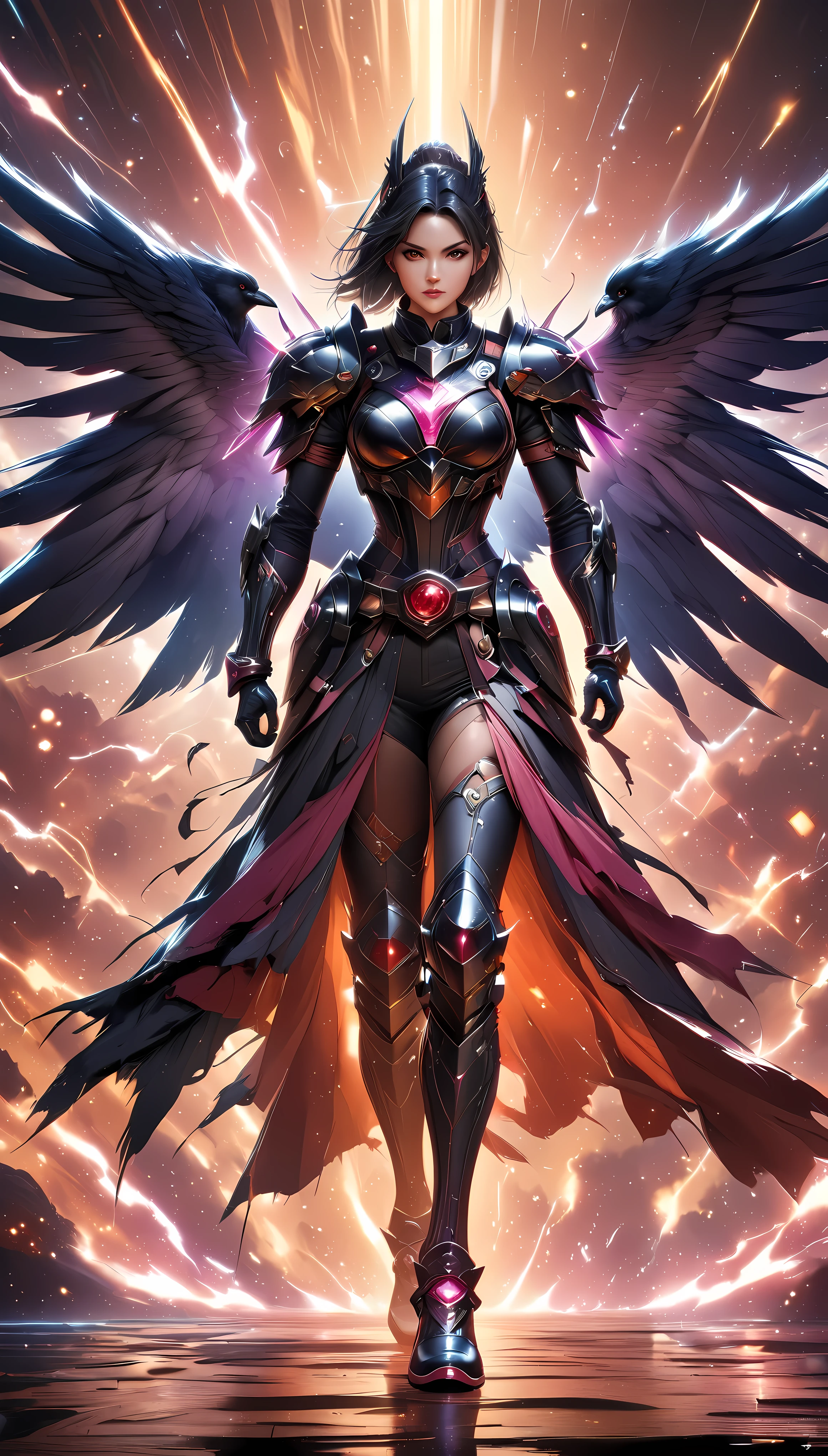 ((Masterpiece in maximum 16K resolution):1.6), ((vector cartoon illustration:)1.5), ((Vector art):1.4), ((Geometric style and minimalism):1.5), ((Wide angle painting):1.2), ((Vectorized):1.2) | ((Vector art of a Karas Anime:1.2), ((Karas Metal Kamen Rider):1.1), (Tokusatsu Action Anime), ((Full body):1.2), ((Black Katana:1.1), ((Silhouette Shadow of a Crow):1.1), ((sense of action):1.1), (shimmer), (visual experience), (Realism), (Realistic), award-winning graphics, dark shot, film grain, extremely detailed, Digital Art, rtx, Unreal Engine, scene concept anti glare effect, All captured with sharp focus. Rendered in ultra-high definition with UHD and retina quality, this masterpiece ensures anatomical correctness and textured skin with super detail. With a focus on high quality and accuracy, this award-winning portrayal captures every nuance in stunning 16k resolution, immersing viewers in its lifelike depiction. Avoid extreme angles or exaggerated expressions to maintain realism. ((perfect_composition, perfect_design, perfect_layout, perfect_detail, ultra_detailed)), ((enhance_all, fix_everything)), More Detail, Enhance.