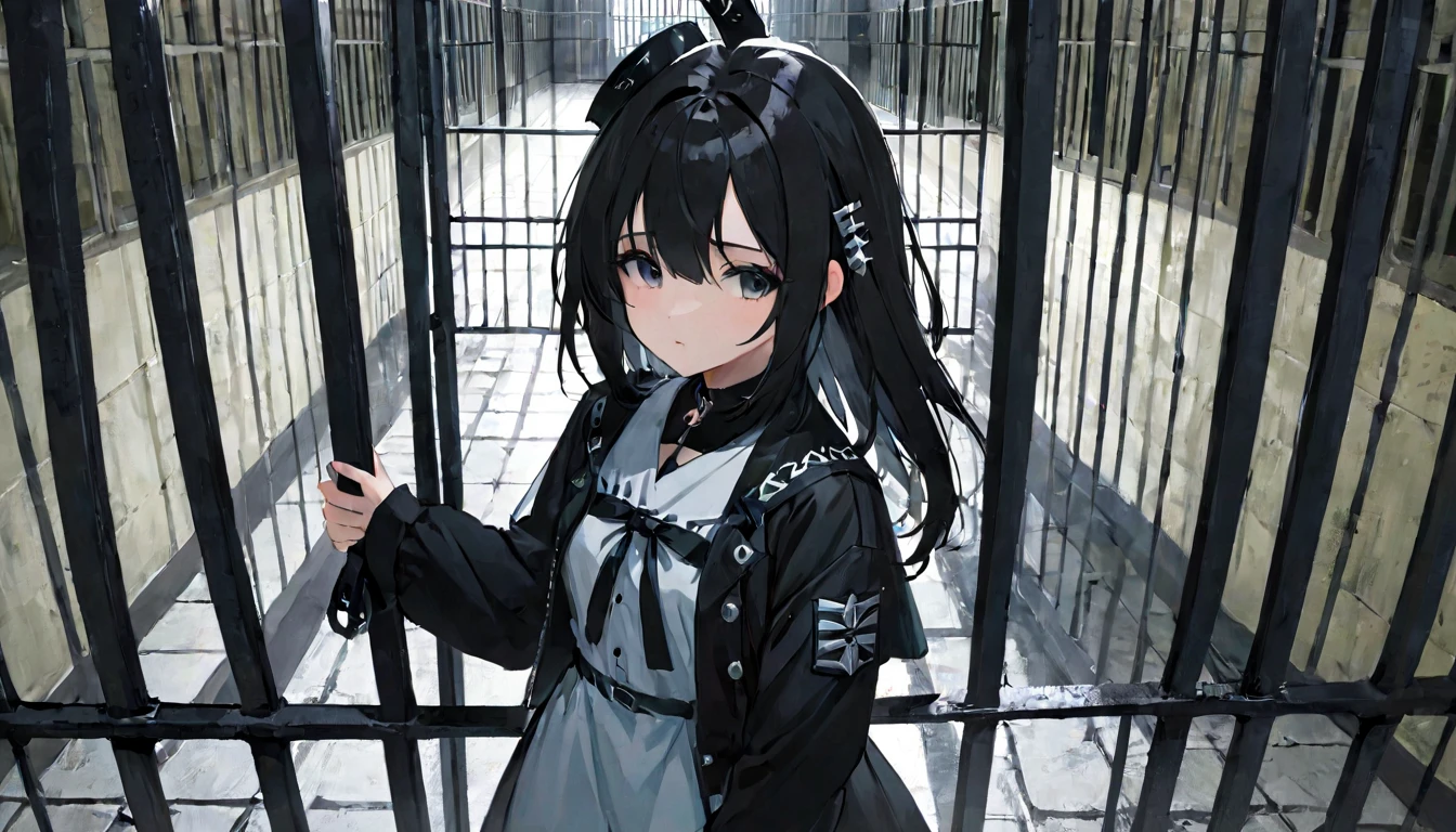 girl in a band,(masterpiece, best quality, very aesthetic, absurdres,general) , 1girl, solo, inside the prison