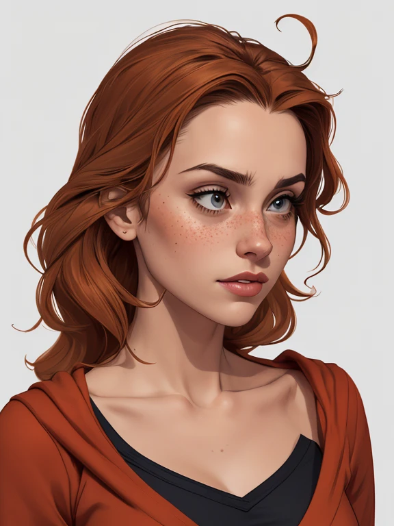 Character style illustration style Completely bare breasts showing small fear Breast size Cartoon name: Isabella Cruz white background medium breasts freckled face Hermione Granger actress strong contours Physical description - long straight hair, tingidos de um marrom vibrante que contrasta com sua pele clara. - You reflect a mix of curiosity and determination. - Ela tem uma estatura alta, with a slender and agile figure, evidenciando sua agilidade e destreza. -fundo colorido Design de personagens de retrato, beautiful digital illustration, retrato de alta qualidade, Arte em quadrinhos, Corpo inteiro sensualizando ou pelada. folha de retorno. return sheet member clothes of the day hell day expression love using sanserina and Harry Potter clothes 