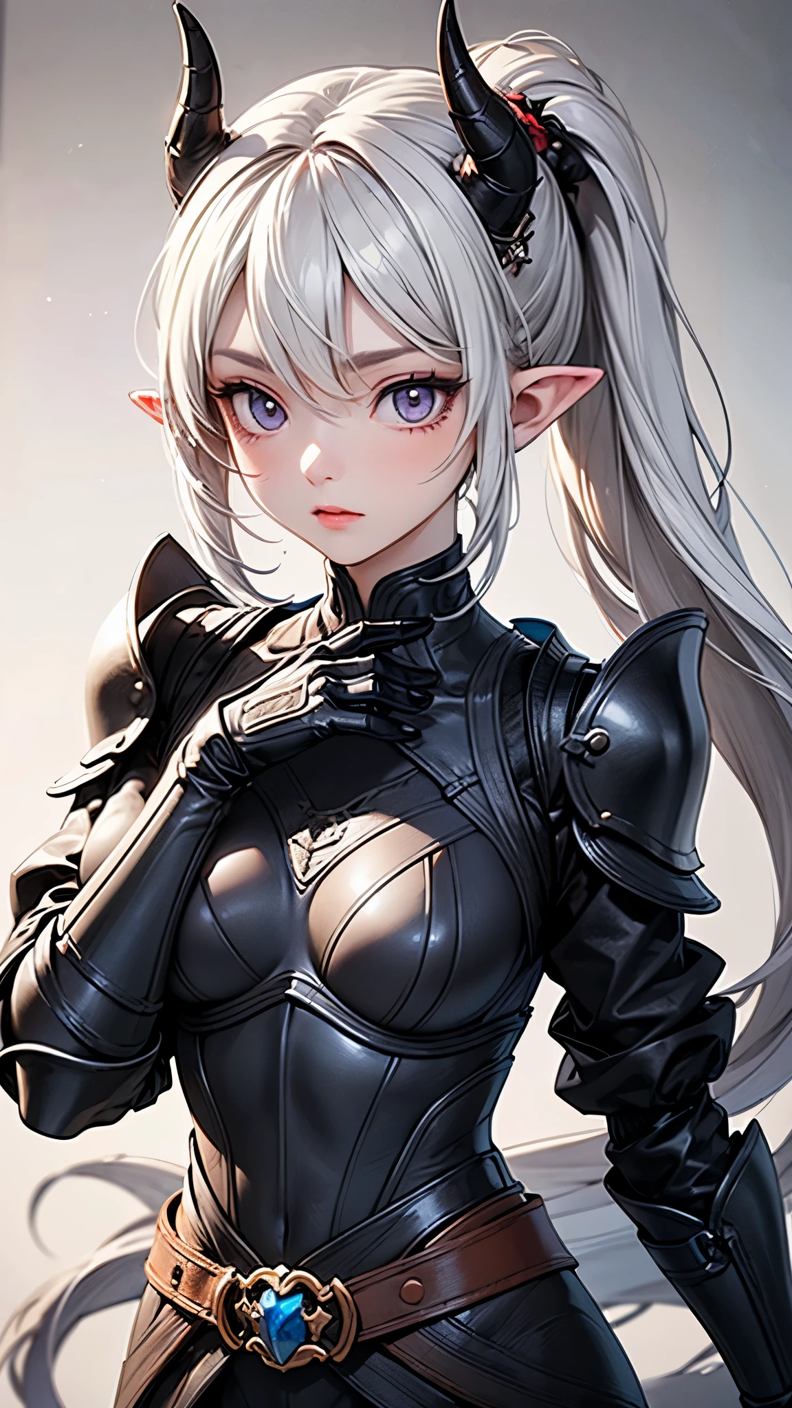 Woman holding combat scissors in her hand, one-piece handle, clear lines, clear borders, color matching, high detail,