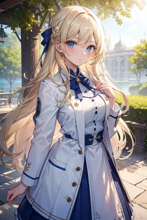 Bridget is a beautiful young woman with blonde waves hanging over her shoulders.、Her beautiful blue eyes reflect the serenity of her surroundings.、I was standing in front of a picturesque view of the park.。The sun casts complex shadows on her delicate features、It highlighted the fine details of her flawless complexion。She is wearing a jacket that accentuates her slim figure.、It exuded a light elegance.。At that moment、It's perfectly captured in this masterpiece.、Proof of the highest quality and high resolution of your photos.。From the texture of the jacket to the shine of the lustrous hair、Extremely detailed down to the last detail、The result is a breathtakingly beautiful image.。