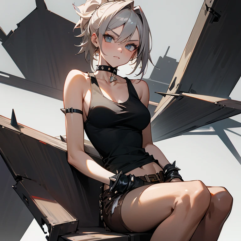 anime - style woman with white hair and black lingersuit sitting on the ground, seductive anime girl, best anime 4k konachan wallpaper, guweiz on pixiv artstation, guweiz on artstation pixiv, artwork in the style of guweiz, guweiz, anime style 4 k, badass anime 8 k, female action anime girl
