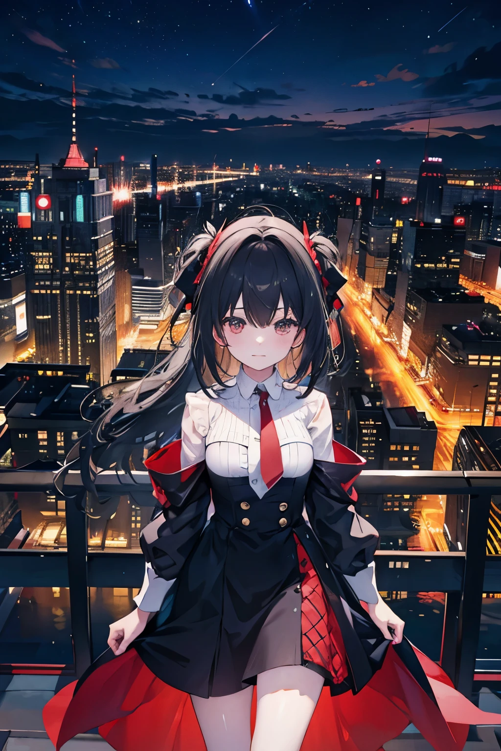 Shadowy organization overlooking the city at night