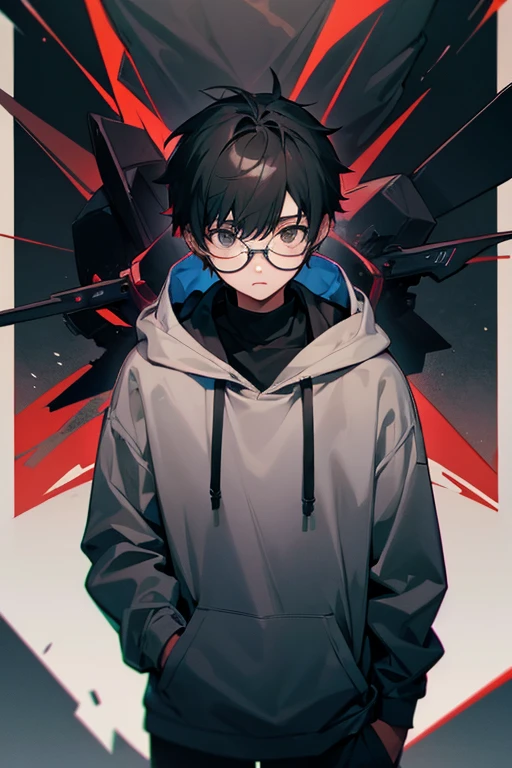Boy in Grey Hoodie With Cool specs Black Fixed hair 