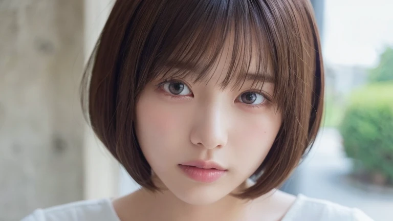 (bob cut hair:1.2),(wearing a blouse:1.2),1 girl,Japanese,21 years old,(small breasts:1.3),(highest quality,masterpiece:1.3,超A high resolution,),(Super detailed,caustics),(Photoreal:1.4,RAW shooting,)ultra-realistic capture,very detailed,High resolution 16K human skin close-up。 natural skin texture、,The pores are、、、、、、、、Must be detailed enough to be easily identified。 Skin should look even-toned and healthy。 Use natural light and color, sad expression, look at the camera, perfect dynamic composition, outdoor