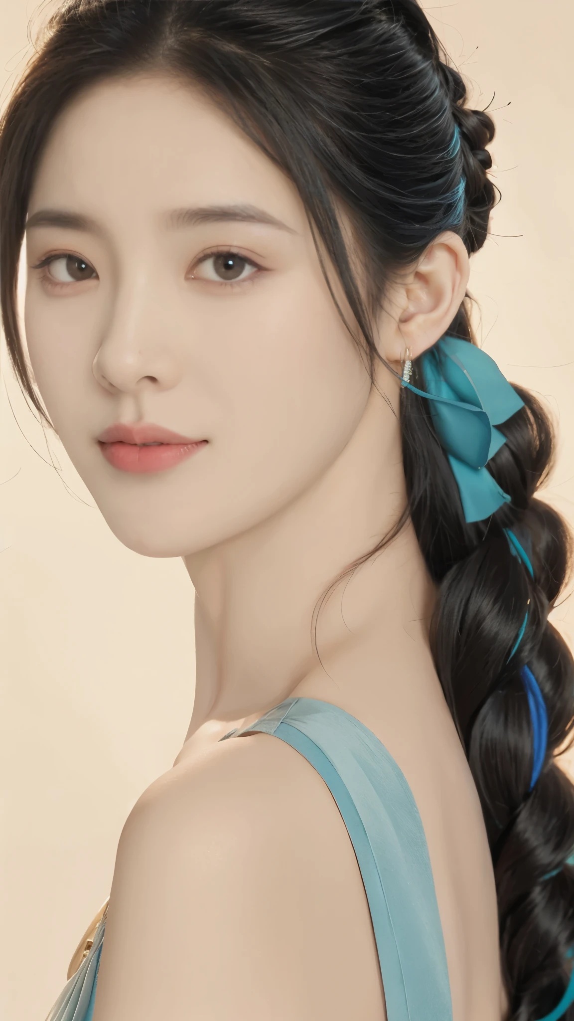 highly detailed, 8K, masterpiece, 1 girl, blue pink_hair, nude, Smile, (perfect_Face), boundary, close up, mad,, Gorgeous, complex, dramatic lighting, 4K, detailed, Caustics, Half body,