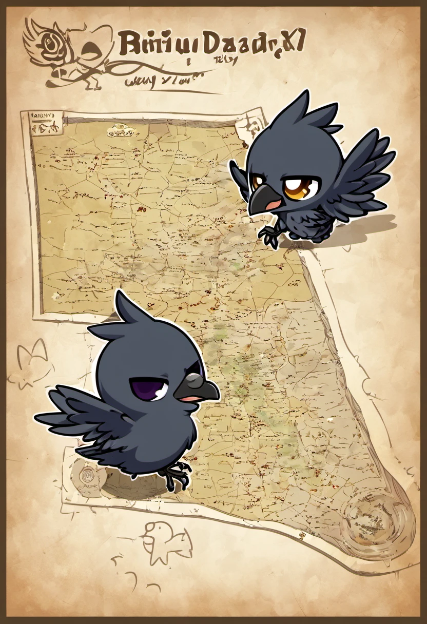 Crow,on map,chibi style