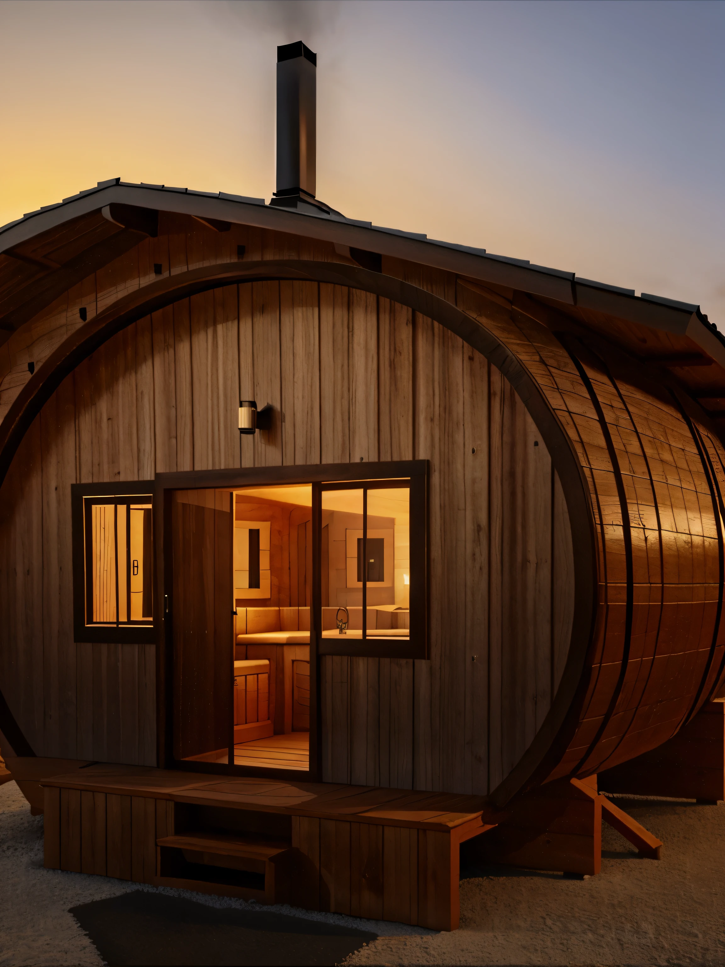 a close up of a wooden barrel shaped sauna with a door, sauna, Rounded roof, &quot;iron bark&quot;, wooden toilets, hip roof, wood, cedar, modular, cabin, Glamping, curvaceous physique, guidance, 3D models, 3 d models, hip roof building, Deluxe, rustic, Fat Build, hut, county, official product photo