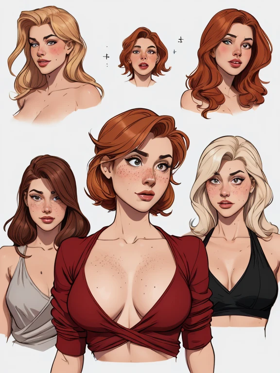 Character style illustration style Completely bare breasts showing small fear Breast size Cartoon name: white background medium breasts freckled face Sabrina Spielman and Luna actress strong contours Physical description - long, straight hair, tingidos de um marrom vibrante que contrasta com sua pele clara. - You reflect a mix of curiosity and determination. - Ela tem uma estatura alta, with a slender and agile figure, evidenciando sua agilidade e destreza. -fundo colorido Design de personagens de retrato, beautiful digital illustration, retrato de alta qualidade, Arte em quadrinhos, Corpo inteiro sensualizando ou pelada. folha de retorno. return sheet member clothes of the day hell day expression love using sanserina and Harry Potter clothes