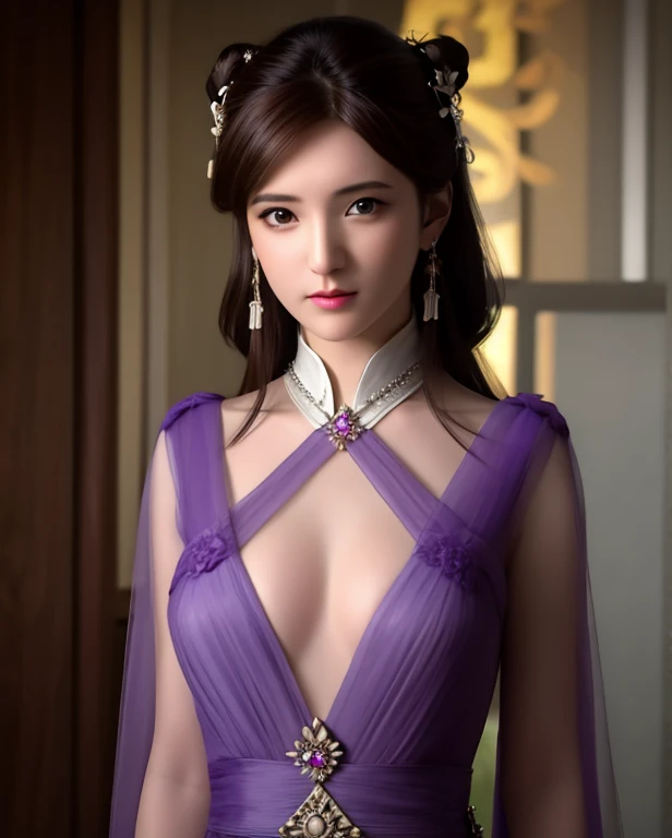 best quality, masterpiece, highres, china dress,hair ornament,necklace, jewelry,Beautiful face,upon_body, tyndall effect,photorealistic, dark studio, rim lighting, two tone lighting,(high detailed skin:1.2), 8k uhd, dslr, soft lighting, high quality, volumetric lighting, candid, Photograph, high resolution, 4k, 8k, Bokeh, (hyperrealistic girl), (illustration), (high resolution), (8K), (extremely detailed), (best illustration), (beautiful detailed eyes), (best quality), (ultra-detailed), (masterpiece), (wallpaper), (photorealistic), (natural light), (rim lighting), (detailed face), (high detailed realistic skin texture), (anatomically correct), (solo), (1 girl), (high detailed realistic hair), (caramel hair:1.35), (heterochromic eyes), (detailed eyes), (purple eyes:1.37), (sparkling eyes), (realistic big breasts:1.5), (exposed nipples breasts:1.35), (long legs), (slender abs), (dynamic pose), (closed tiny mouth:1.3), (nsfw), (concentrated expression), (topless)