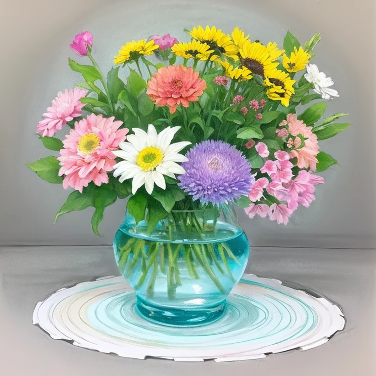 Still Life Composition is based on round and straight subject matter including flowers and circles. Medium:-Pastel and Water Colour.