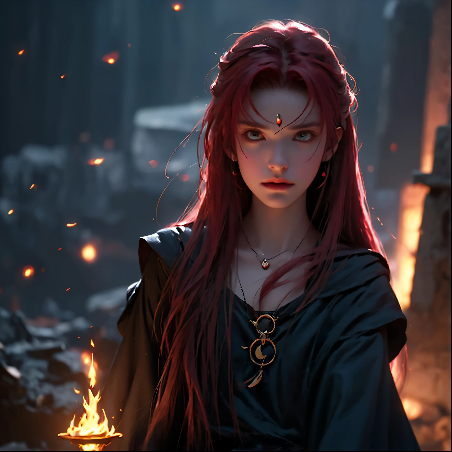 Create an 16 years old female Character from Code Lyoko looking directly to the Camera , In a world of magic and adventure, a young human mage embarks on a quest to save their kingdom from the clutches of an evil sorcerer. warm color grading . 


