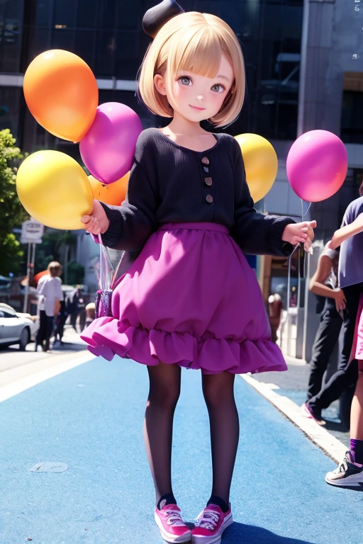 balloon seller, full body, real photo, girl,