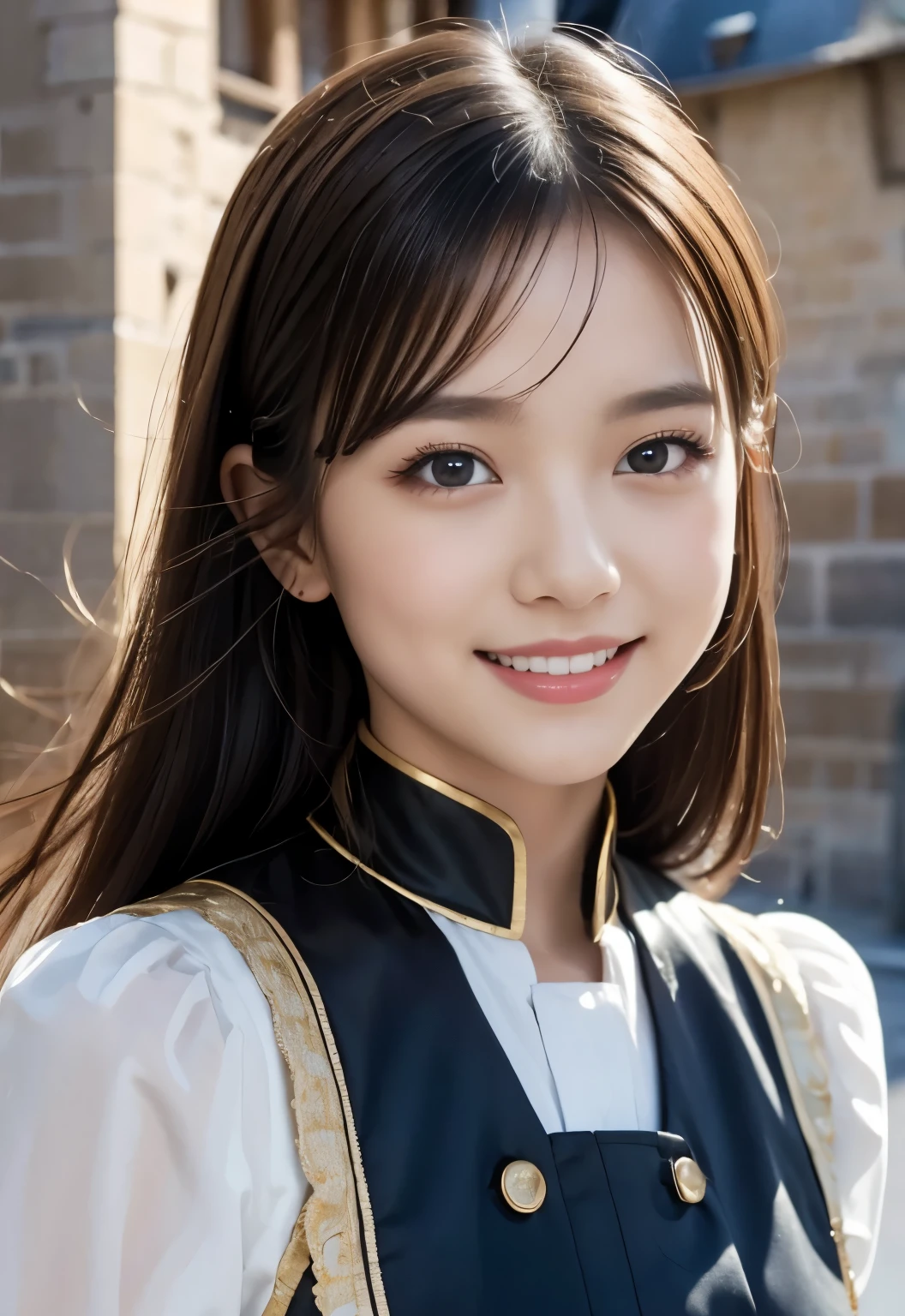 (masterpiece, best quality:1.1), (8k, raw photo, photo realistic:1.2, f22), (shiny skin), detailed skin, detailed face, detailed eyes, smile,BREAK, real world, intricate details, smil, BREAK, 1girl, (Traditional France Costumes, France Costumes), BREAK, (Mont Saint-Michel:1.4),

