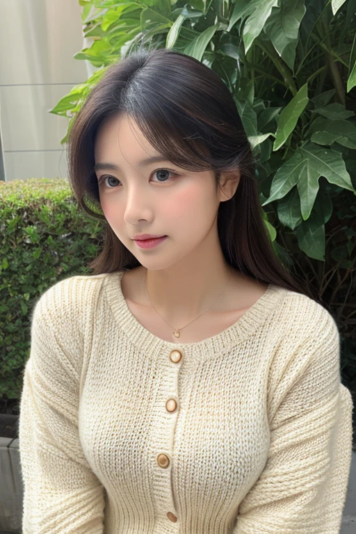 ((highest quality)), ((masterpiece)), (be familiar with), perfect face、real、Look away、Large chest eyes、knit、Thick fabric