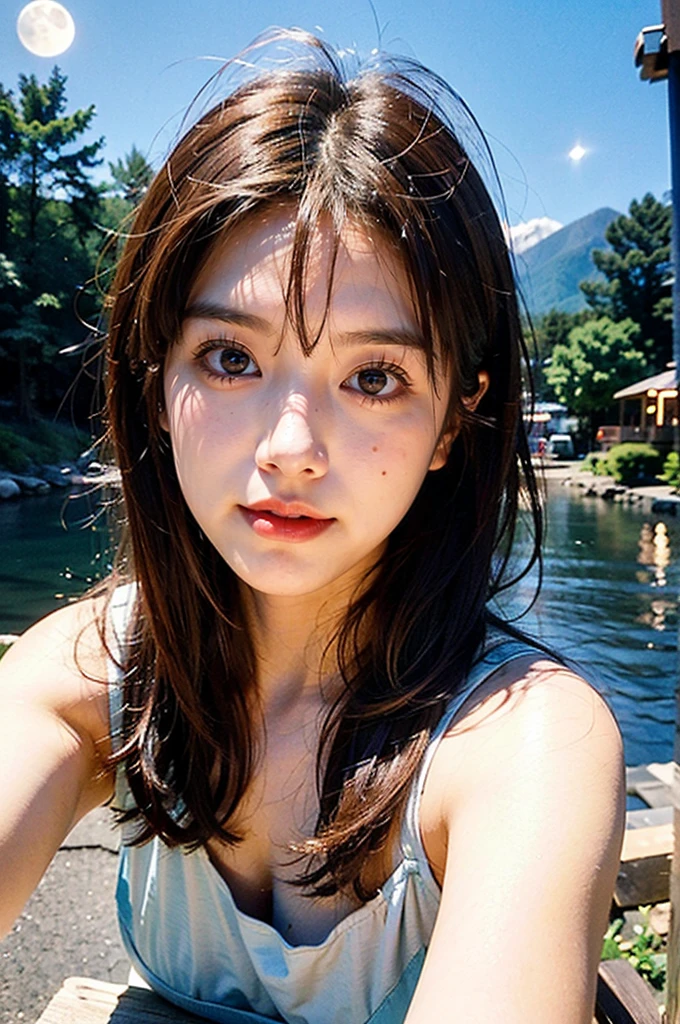 ((highest quality, 8K, Raw photo, masterpiece :1.3)), (realistic、Photoreal:1.37)、ultra high resolution, (professional lighting), 1 girl, alone, Beautiful and detailed,(brunette bob, brown hair), (clothing: white tank top, No bra,white hot pants ), freckles, beautiful woman with perfect body: 1.4, slim belly: 1.2, B cup, (No bra) , wet body: 1.1, Highly detailed face and skin texture, fine eyes, double eyelid, sexy,smile,summer、grass