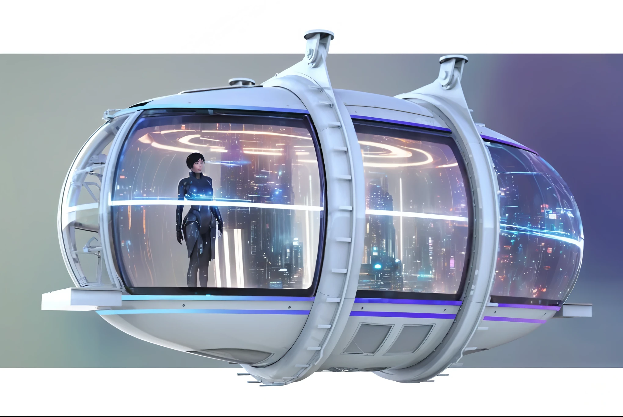 hologram and transparent scene of Ghost in shell and Blade Runner, cyberpunk, future, high-tech,