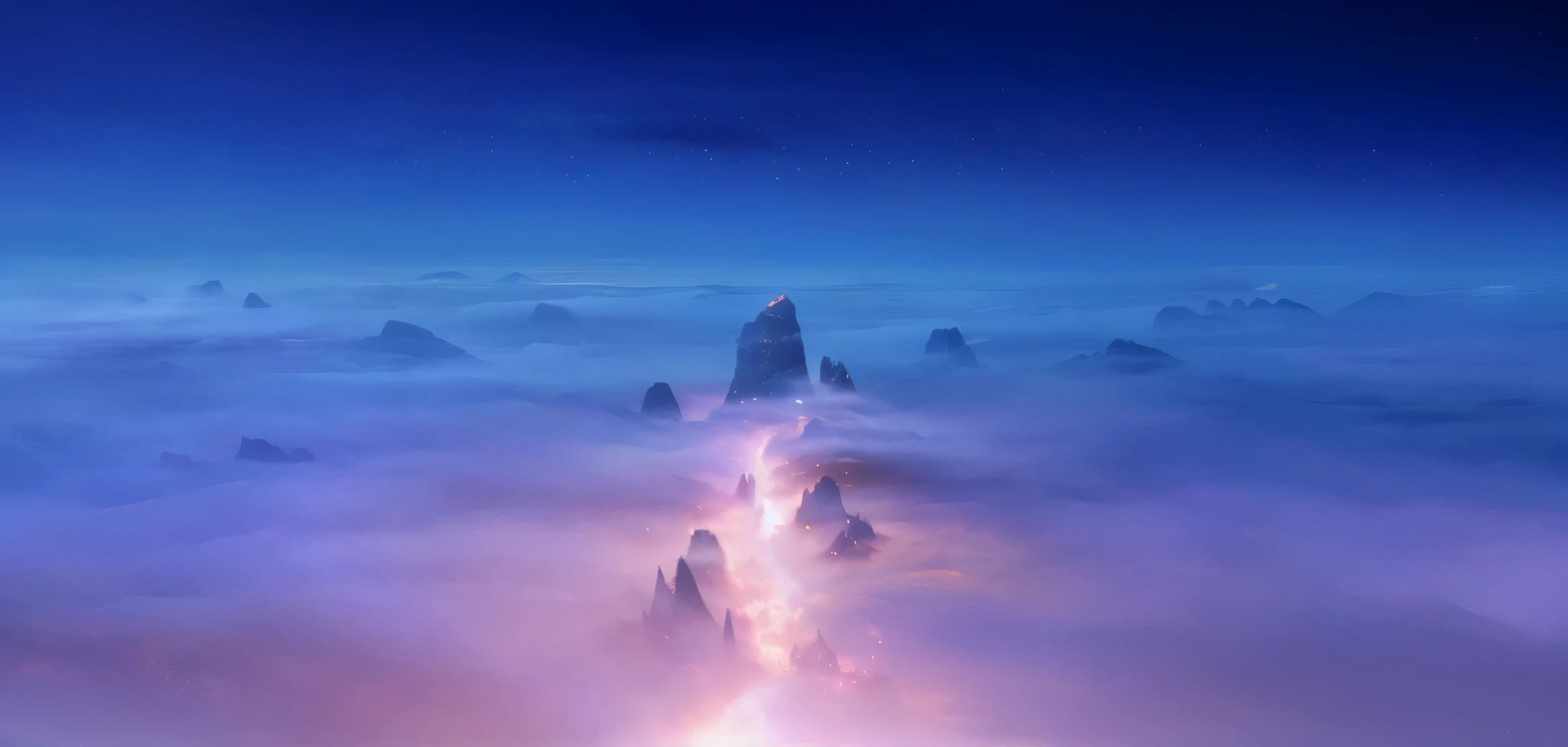 there is a picture of a mountain with a fire in the middle, epic dreamlike fantasy landscape, impressive fantasy landscape, atmospheric fantasy sky, mystical fantasy landscape, matte painting arcane dota pixar, epic fantasy landscape, high fantasy landscape, jessica rossier fantasy art, glowing fog intricate, fantasy landscape, glowing colorful fog, fantasy art landscape, ethereal landscape, glowing swirling mist