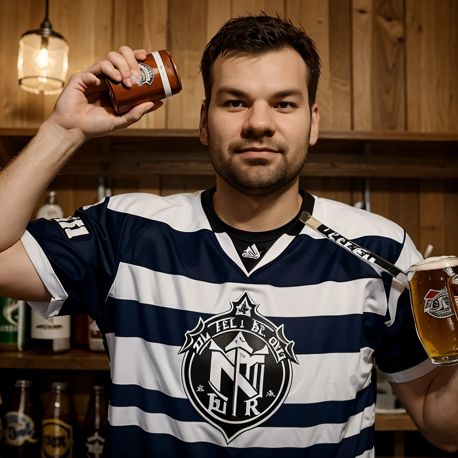 Jaromír Jágr play hockey and drink beer