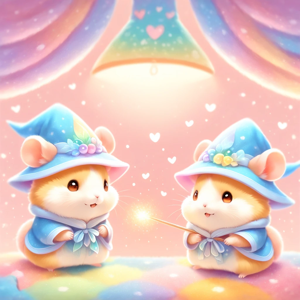 cuteAn illustration,hamsterの幼稚園,hamsterの親子:animal:cute:Get close:sleep:comfortable and warm:looks happy,An illustration,pop,colorfulに,color,dim,Lamp light,hamsterの親子が眠っています:dream happy dreams,The room is warm and filled with happiness.,,colorful,Fancy,Fantasy,patchwork:quilt,detailed details,fluffy,Randolph Caldecott Style,hamster,最高にcutehamster,fluffyhamster,豊富なcolor,Cast colorful spells,concentrated,Optimal Configuration,Perfect composition,accent,子供が喜ぶAn illustration,For children,Feel warm,wonderful like a dream,幸せで楽しそうなhamster達,Children's Toys,dance,Children&#39;My Room,Group photo,a bit,Cast colorful spells,Sparkling,heart,Wizard&#39;hat,Wizard costume,Magic Light,Magic Effects,Children&#39;s wizard wand,Fight with magic