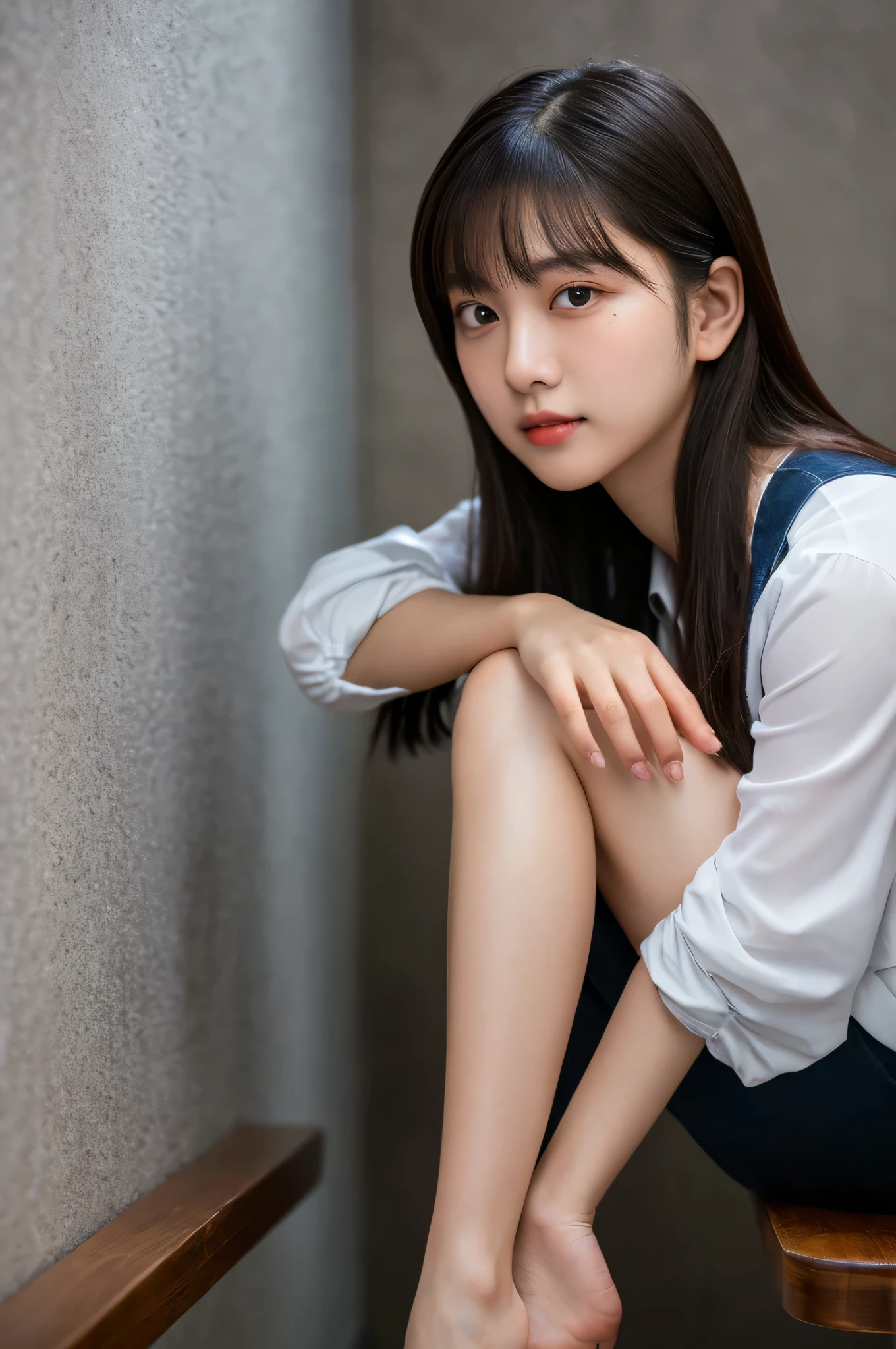 "(highest quality,16k,High resolution,table top:1.2),Super detailed,(Minami Hamabe:1.3),(realistic,photo-realistic:1.37),(beautiful woman standing:1.6),,26 years old, beautiful and detailed face,Detail view,(Portrait from head to knee:1.6),,Dark brown medium hair,girl in her 20s,soft pastel color palette,studio lighting"(highest quality,16k,High resolution,table top:1.2),Super detailed