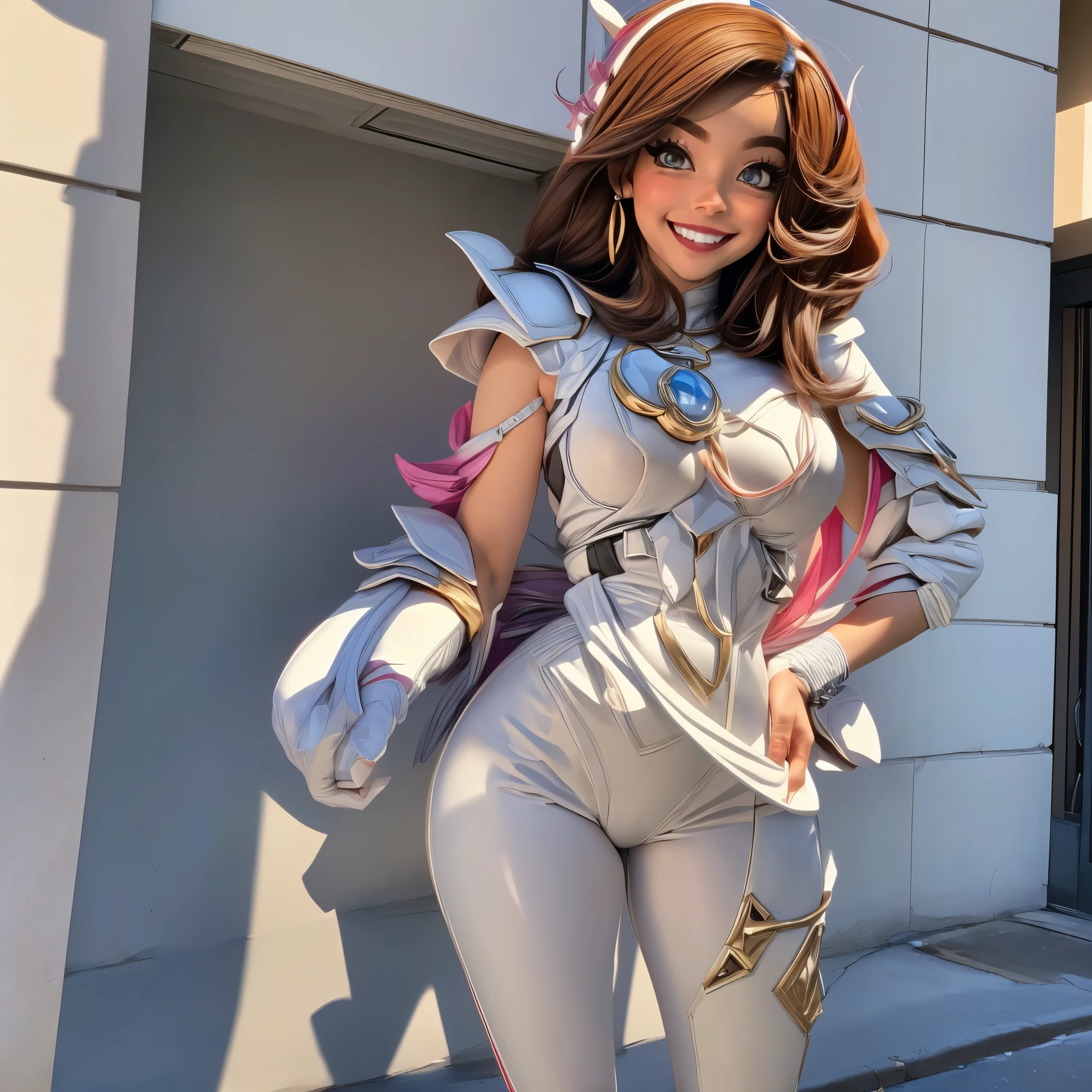 (best quality,4k,8k,highres,masterpiece:1.2),ultra-detailed, College Girl walking around college campus, wide , strutting her stuff, Smiling and laughing,  with the viewer, HDR, 8k, absurdres, cinestill 800, sharp focus, add_detail:3 (solo woman) anime Villainess