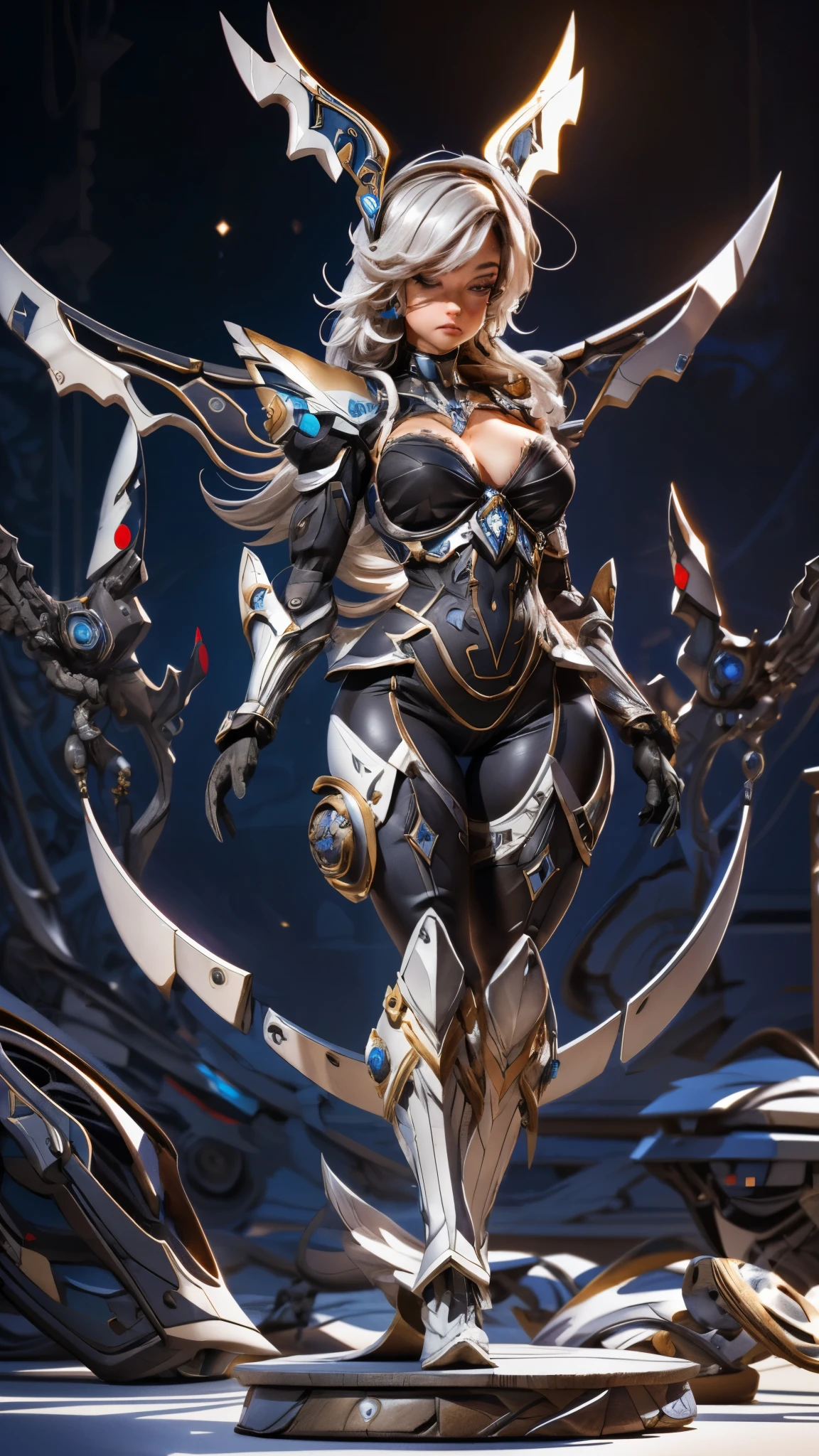 a woman in a black and gold outfit with a sword, stunning armor, black and golden armor, ornate bikini armor, very stylish fantasy armor, ornate cosplay, intricate outfit, beautiful armor, armor girl, heavy fantasy armor, pale black armor, fantasy outfit, black and gold armor, fantasy armor, intricate body, hyperdetailed fantasy character, elegant armor