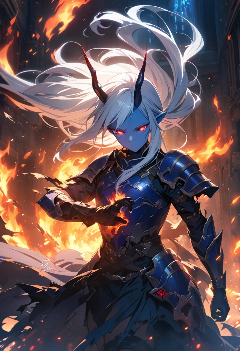 (High Resolution, HD, High Quality), (Super Detailed, High Details), (Masterpiece), (Anime, Anime Style), (Character Design), high fantasy, epic dark demonic fantasy)(detailed background)(chaos)(warhammer aesthetic)(multiple views)
{{diablo lord of terror:(((blue demon skin, blue demon head, spiky yellow teeth, blue muscular neck, blue pointy demon ears, blue big demon electric wings, long demon pointy blue tail, vampire nose, long firm hornes, cull of electric demonic powerspiky jaw, evil demon laughter, (green demon armor, green shoulder plates, green hip armor, big electric demon sword,(electricity and lightning around the castle ruins)(menacing dictator pose, rising his sword up))}}