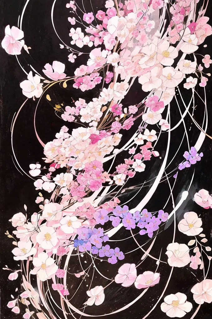 highest quality、delicate drawing、Abstract painting with lots of petals