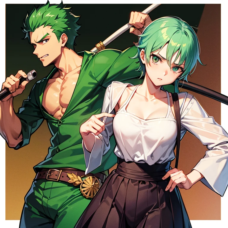 Roronoa zoro with feminine clothes