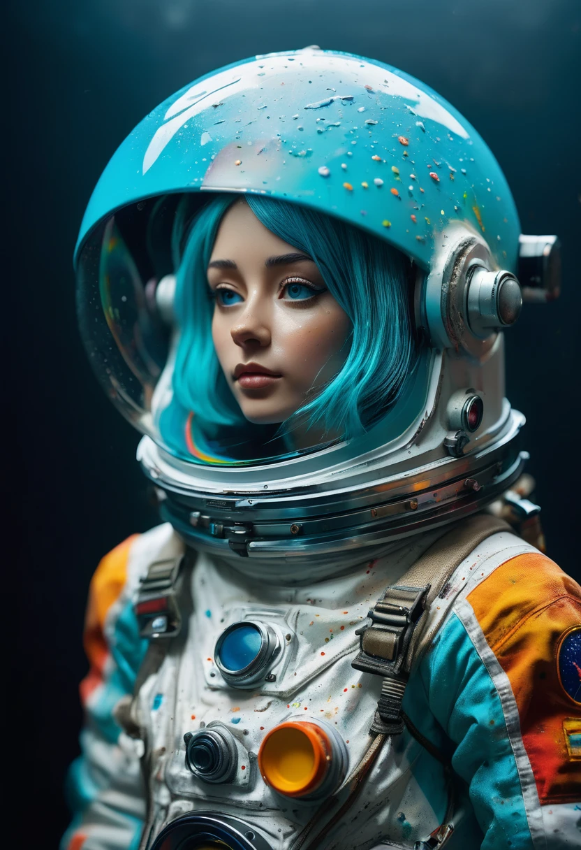 8K, ARTISTIC photogrAphy, best quAlity, mAsterpiece: 1.2), A (potrAit:1.2) Don Bluth Style nude ASTRONAUT  Toon Doll, full body RAW candid cinema, cyan hair, 16mm, color graded portra 400 film, remarkable color, ultra realistic, sad admosphere, dark lighting, oppressive atmosphere, depressive colors, kodak portra 400, photograph,r, Natural Light,  Pinhead lighgts, blur reflection, Brush Strokes, Smooth, abstract, Splatter, Oil On Canvas, rainbow colors, fractal isometrics details bioluminescens : a stunning realistic photograph of wet bone structure, 3d render, octane render, intricately detailed, titanium decorative headdress, cinematic, trending on artstation | Isometric | Centered