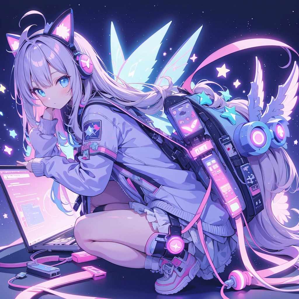 Star Fairy、cyber punk、simple background、kawaiitech
