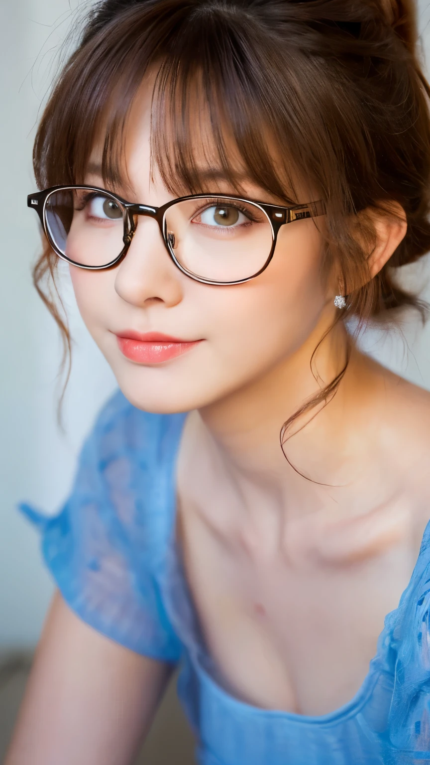 (masterpiece, highest quality, highest quality, )(8K,real photo,Raw photo)detailed face,detailed eyes,cute face,natural makeup,((glasses)),random hairstyle,sexy pose,sexy outfit,whole body,looking at the camera