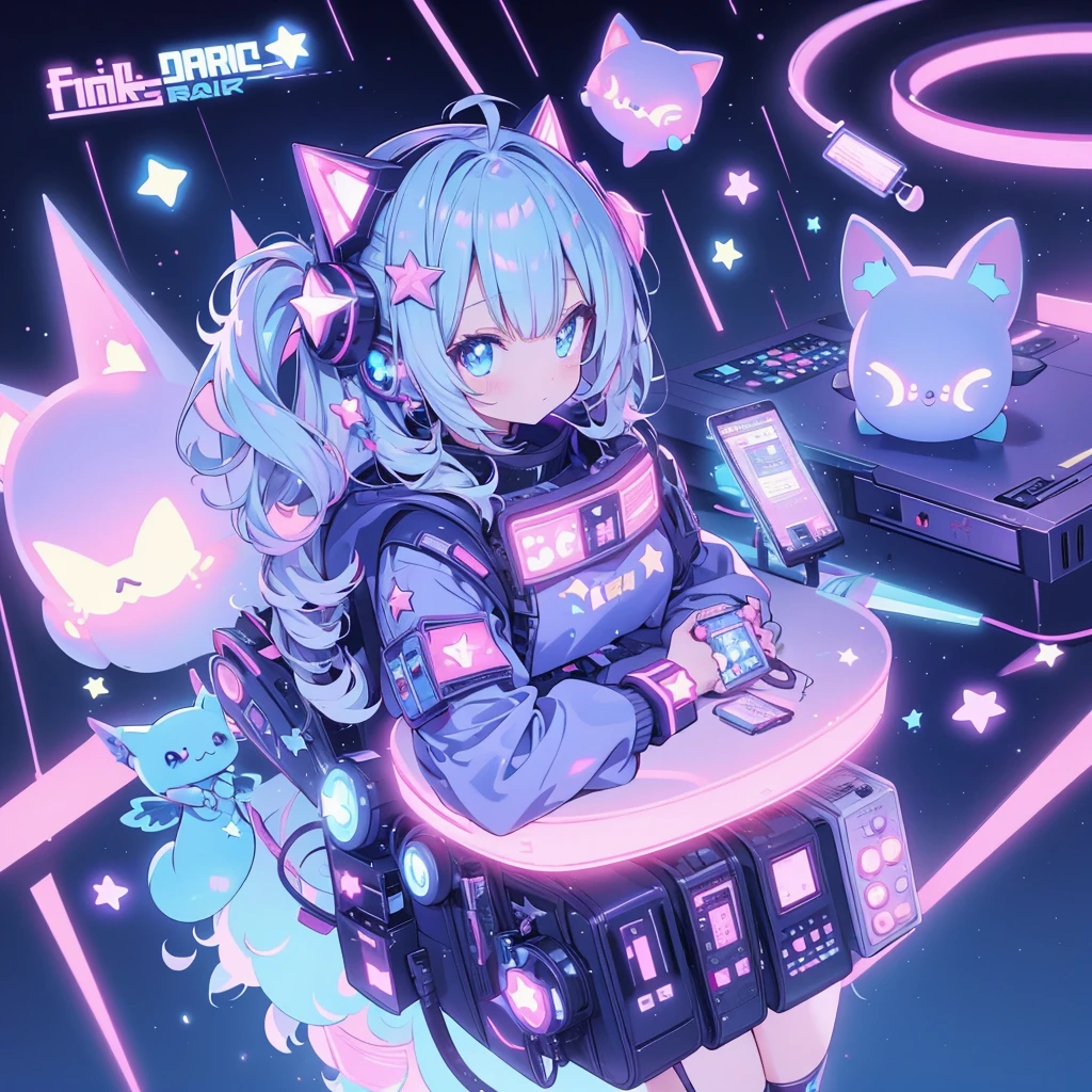 Star Fairy、cyber punk、simple background、kawaiitech