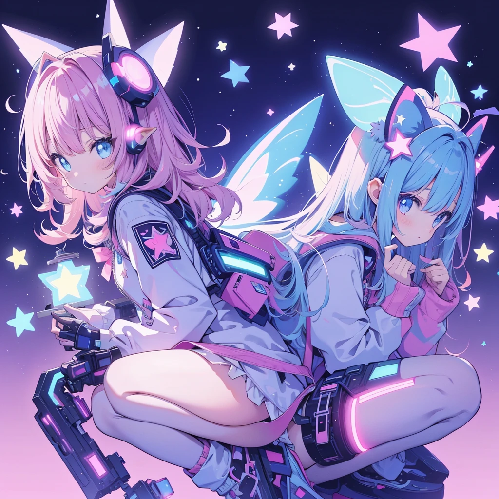 Star Fairy、cyber punk、simple background、kawaiitech