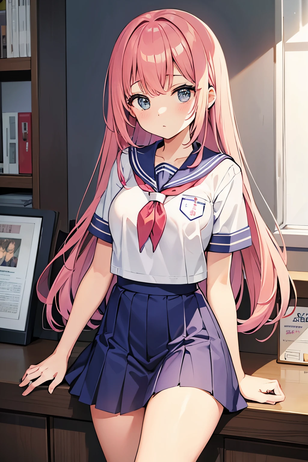A pink-haired high school girl in a sailor uniform receives a vaccination、A man grabs your arm、Take the syringe and stick it into your upper arm.。.