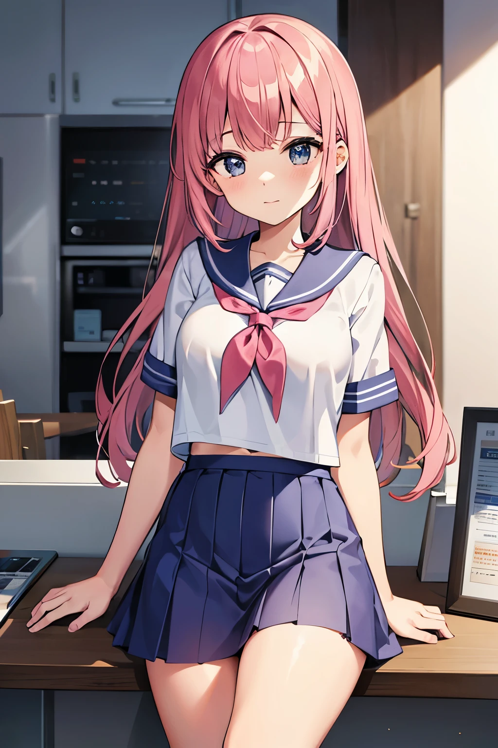 A pink-haired high school girl in a sailor uniform receives a vaccination、The man grabbed his arm、Take the syringe and stick it into your upper arm.。.