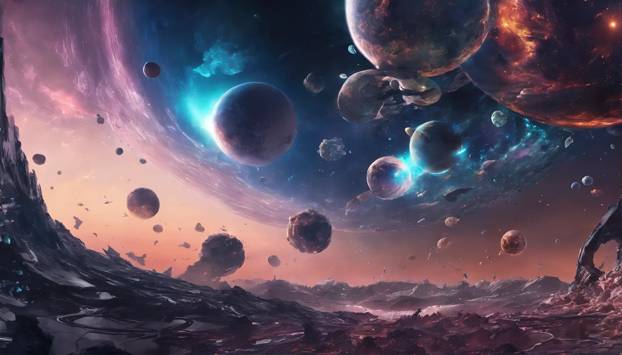 Science fiction imagination, Space Planets, Planet made of gas clouds and black diamonds, Becoming anxious, dark, Sharp and broken, hyper hd, realistic, Bright colors, very detailed, Ultra HD rendering, pen and ink, perfect composition, Beautiful details and intricate，Art Station Crazy Meticulous High Octane Rendering Trends, 8k art photography, realisticコンセプトアート, soft, Natural Volume Film Perfect Light, hyper hd, realistic, Bright colors, very detailed, Ultra HD rendering, pen and ink, perfect composition, 美しく詳細で複雑なvery detailedオクタンレンダリングがアートステーションでトレンドになっています, 8k art photography, realisticコンセプトアート, soft natural volumetric cinematic perfect light