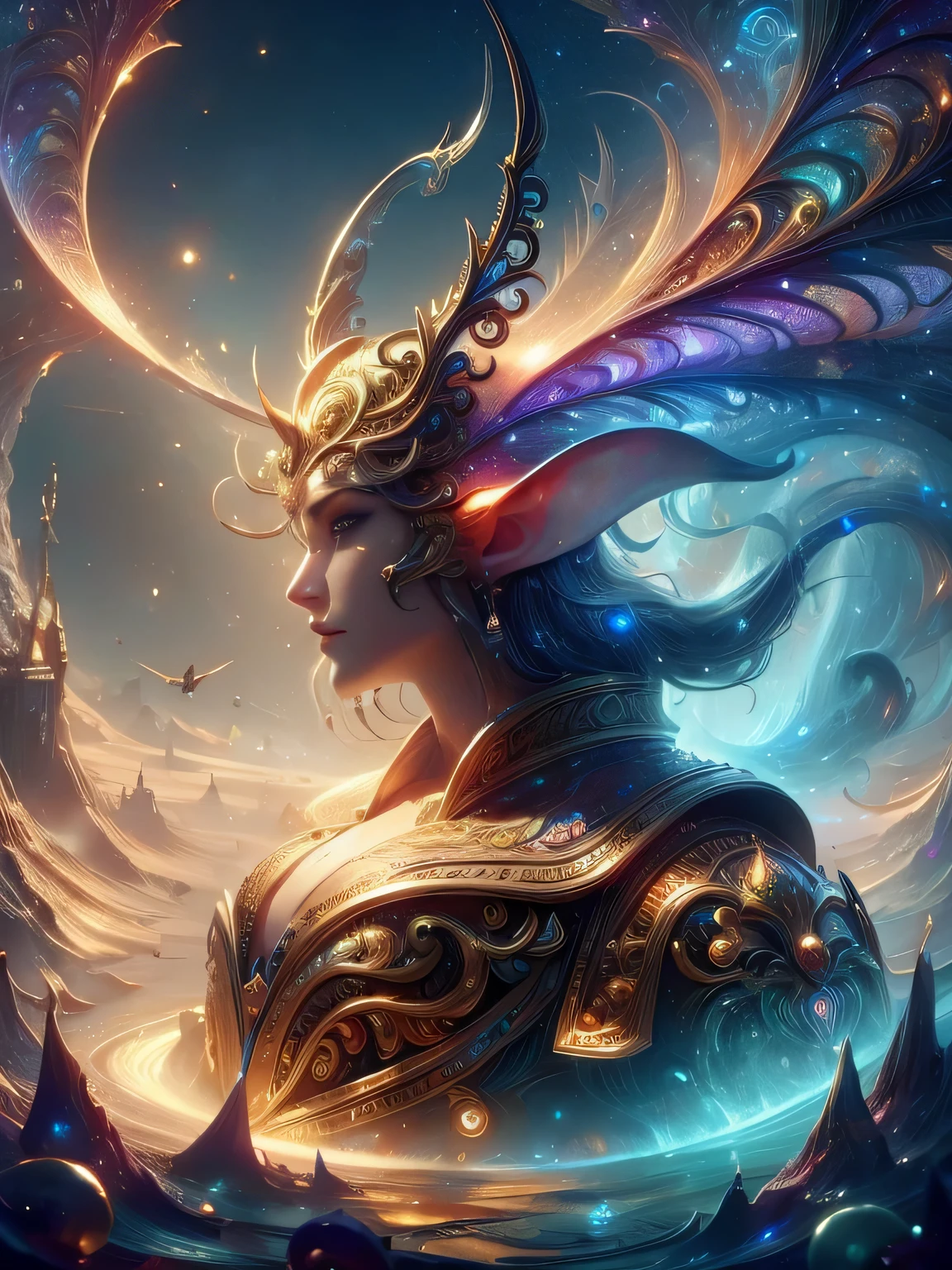 (Best quality, 4k, High-resolution, Masterpiece:1.2), Ultra-detailed, Realistic, Radiant lighting, Epoch Elves, Portraits, Fantastical colors, Fine art, Ethereal beings, Dreamlike, Whimsical creatures, Detailed facial features, Glowing eyes, Elven beauties, Ethereal glow, Mythical creatures, Harmonious composition, Dazzling colors, Stunning visual effects, Otherworldly appearance, Mesmerizing artistry, 