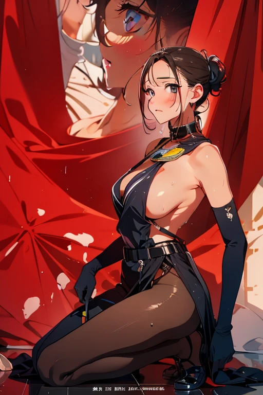 girl, Sweat, vapor, Medium chest, shy, fine hands, looking at the viewer, sexy look