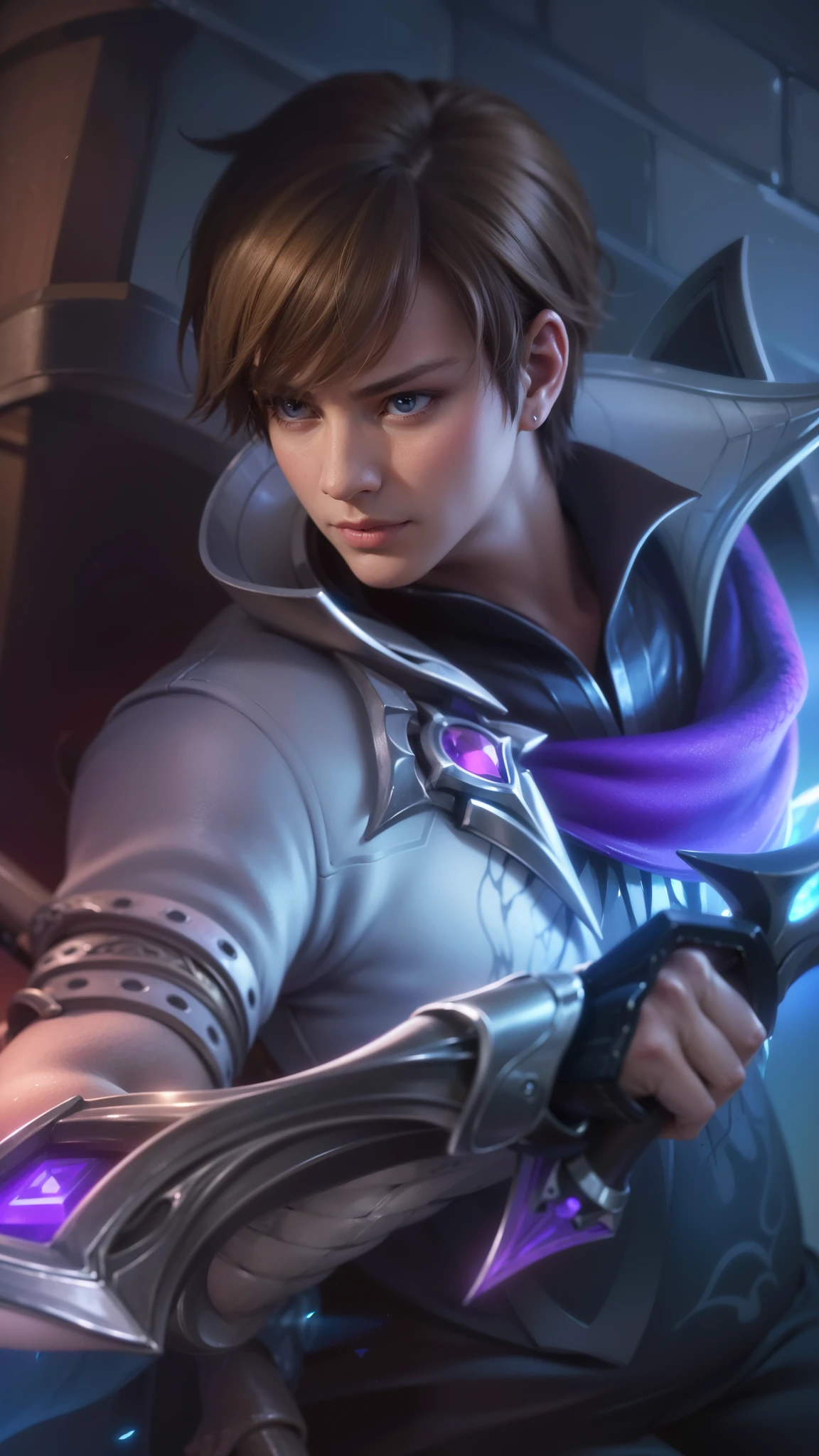 a close up of a boy holding a sword in a room, masterpiece, ((perfect eyes)) best quality, (semirealism:1.9), beautiful lighting, (extremely detailed CG unity 4k fhd wallpaper), High Detail, Sharp focus, dramatic outdoors, 1 boy ,19 years old, light blue eyes, 8k, ultra hd, ultra detailed texture, hyper realistic, masterpiece, detailed texture, detailed face, detailed skin, detailed lighting, (photorealistic:1.5), best quality, beautiful lighting, cinematic lighting, professional lighting, ultra highres, realistic, detailed hair, real hair, high quality, (realskin:1.5), extremely detailed, finely detail, ultra-detailed, glare.