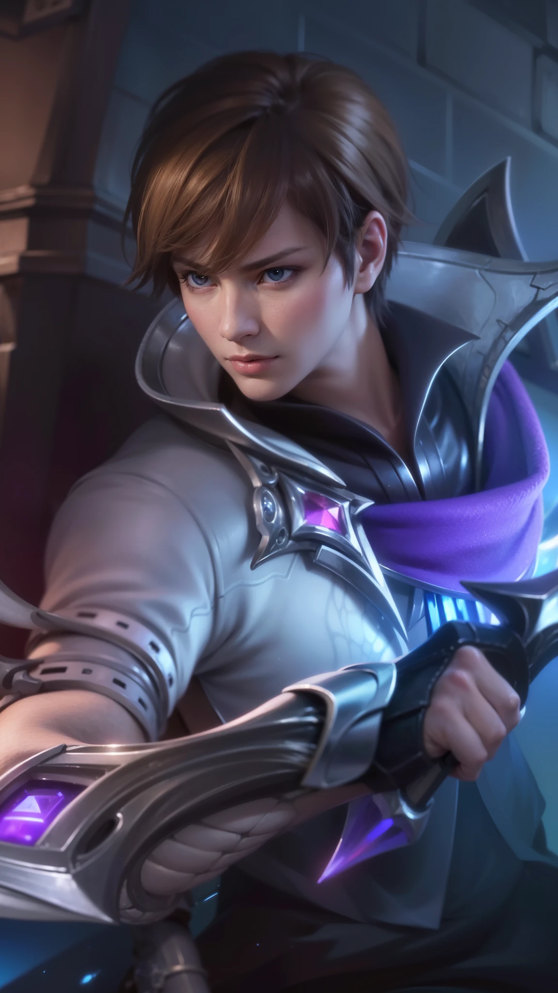 a close up of a boy holding a sword in a room, masterpiece, ((perfect eyes)) best quality, (semirealism:1.9), beautiful lighting, (extremely detailed CG unity 4k fhd wallpaper), High Detail, Sharp focus, dramatic outdoors, 1 boy ,19 years old, light blue eyes, 8k, ultra hd, ultra detailed texture, hyper realistic, masterpiece, detailed texture, detailed face, detailed skin, detailed lighting, (photorealistic:1.5), best quality, beautiful lighting, cinematic lighting, professional lighting, ultra highres, realistic, detailed hair, real hair, high quality, (realskin:1.5), extremely detailed, finely detail, ultra-detailed, glare.