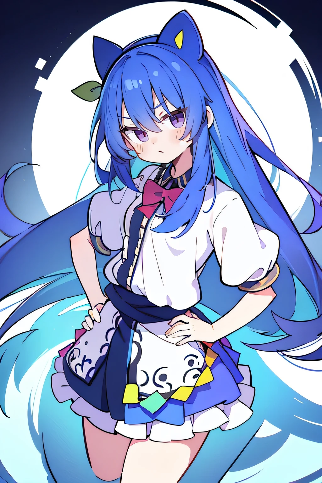 (masterpiece),best quality, expressive eyes, perfect face, 1girl,
Put your hands on your waist,fair, Gorgeous,Japanese cartoons,girl,lola,Hina Angel, blue hair, blue haired, floating clothes,Grab your waist, Grab your waist, hands on hips , hands on hips,sit, sit on ground, Legs on the ground, flat chest