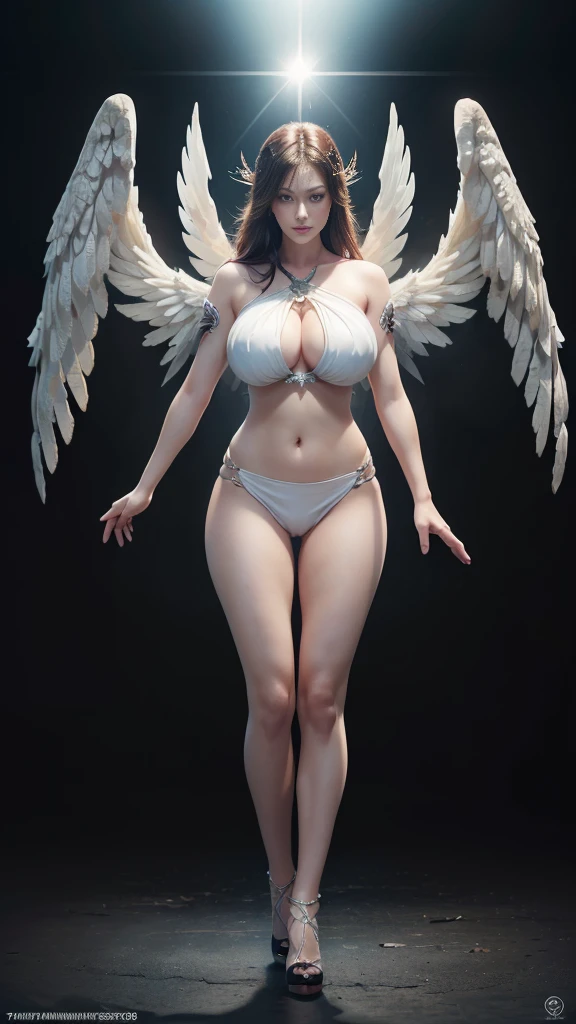 (Realistic picture, highest resolution, 16k), ((She has 12 wings on her back.), (6 white wings:1.5) and (6 black wings:1.5)), wings burst from wings, have many wings, wings separated, Twelve wings rested on his shoulders., have many wingsออกมาจากไหล่, Add white wings on the shoulders., (เทพเจ้าที่มีปีกกว้างandมีพลังมหาศาลอยู่บนไหล่ของเขา, Add dynamic wings), (สาวสวยผมlongสองเมตร, Smooth white skin, ผมlongโดดเด่น, ความงามที่ได้มาจากผมlong, ผมlongสีดำ, long, Slippery hair, Smooth white skin, Smooth white skin, shiny hair, (Lips are very red.,), ((stand, that is finished)), (Massive breast, Plump breasts, Massive breast, The breasts are soft and fluffy., Plump breastsอิ่ม, A gigantic rift, eye-catching breasts), (thin body, flat stomach, small waist, hips raised, small thighs, ขาlong), (dynamic post), (full body, เหhandนfull body), (Women who are 172 centimeters tall, perfect proportions, Anatomically correct, proportional anatomy), (See the whole body., เหhandนfull body, Visible in every part of the body), (Porn, bare, exposed body, not wearing clothes, bareเปล่า, blessing, not wearing underwear, Hot striptease, see pussy, see tits, Look at that pussy.., see breasts.), (scene, darkness, in the dark, deep shadow, dynamic light, art station, poster for, Volumetric illumination, Extraordinarily detailed face, (Float in the air), (((powerful powerful wings, gigantic wings))), ถ่ายภาพเหhandนจริง, (background, hand, at night, back light.)