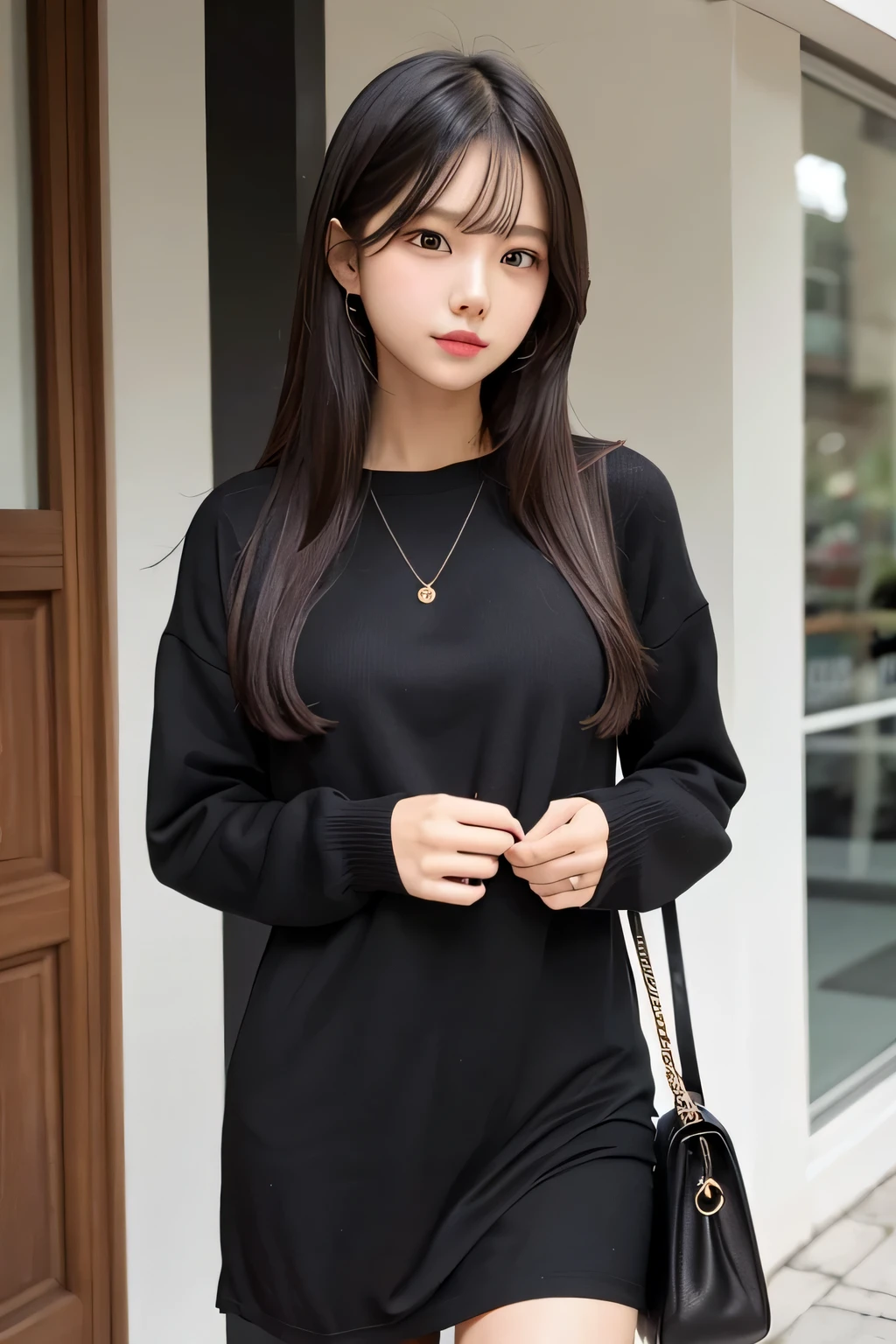 black clothes woman cute