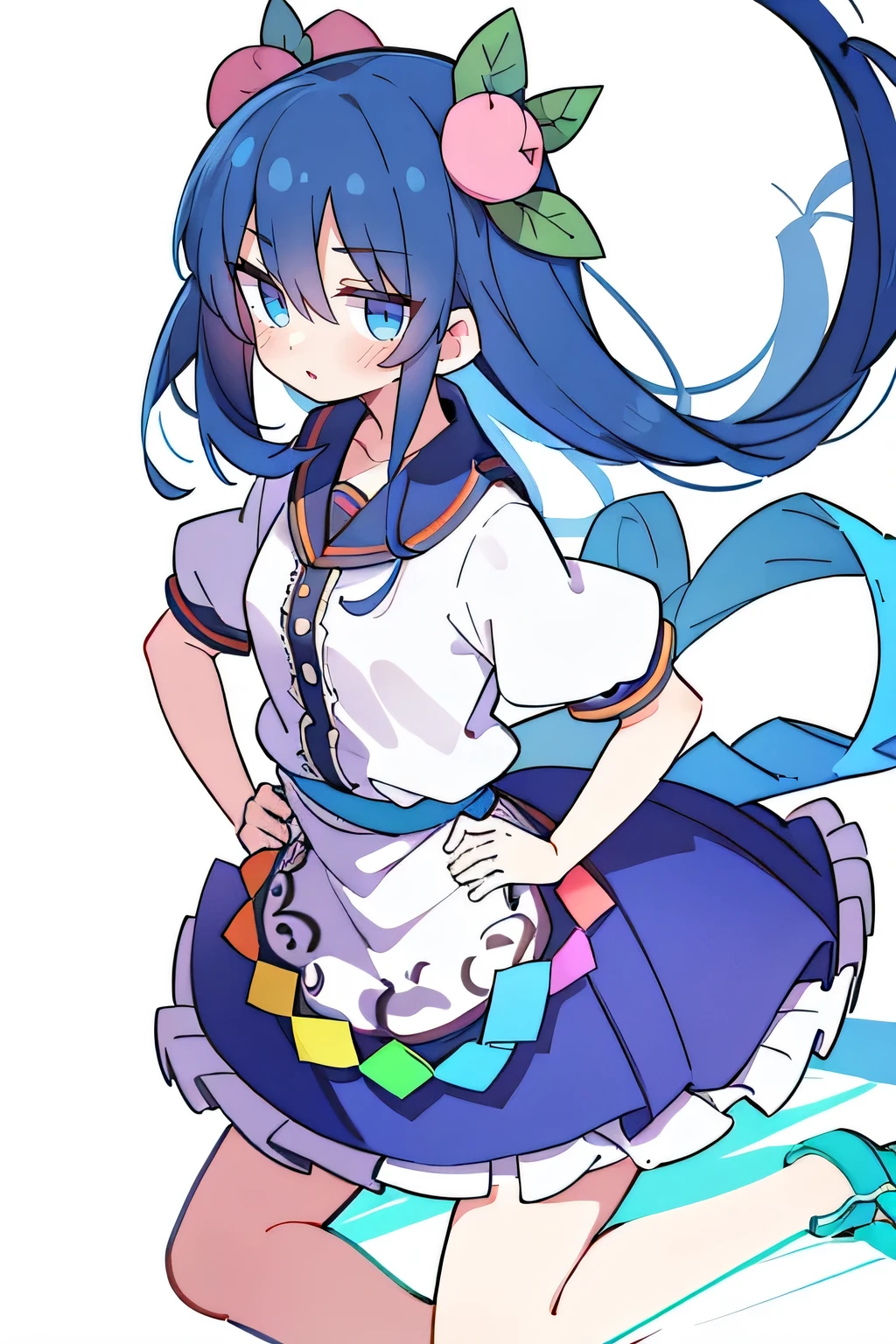 (masterpiece),best quality, expressive eyes, perfect face, 1girl,
Put your hands on your waist,fair, Gorgeous,Japanese cartoons,girl,lola,Hina Angel, blue hair, blue haired, floating clothes,Grab your waist, Grab your waist, hands on hips , hands on hips,sit, sit on ground, Legs on the ground, flat chest