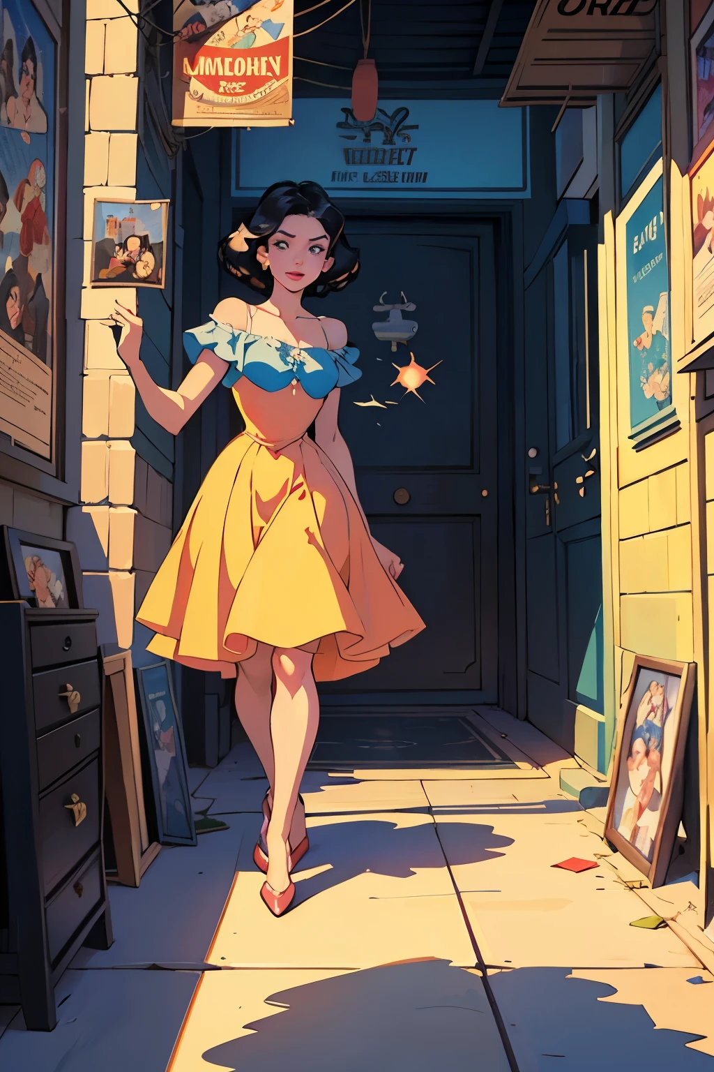 Cartoon story(((Old movie posters from the 30s))),(poster for),((charicature)),Disney Animation Art Style,tmasterpiece,super-fine,Ultra photo realsisim,Hyper-realistic,best qualtiy,8K,ultraclear,hight resolution